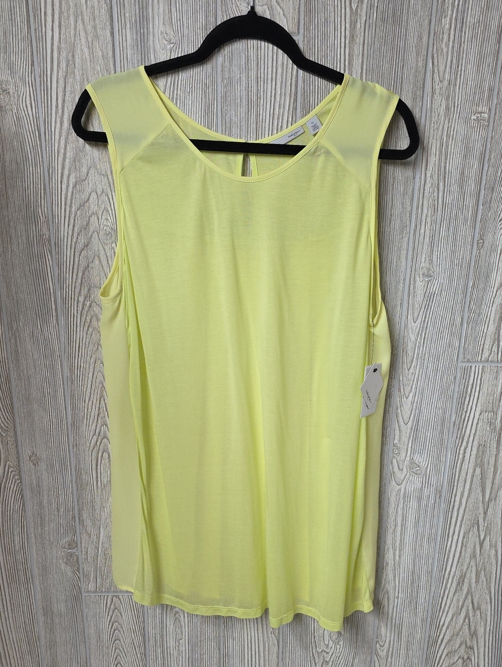 Halogen Bright Chartreuse Yellow Sleeveless Back Keyhole Tank Womens Size XL NWT